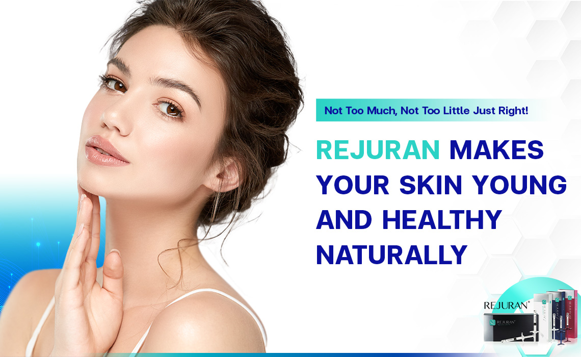 woman touch her face.Banner for Rejuran treatment