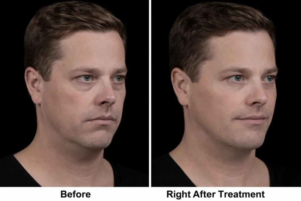 male jawline cheek enhancement before and after bangkok dermal filler program hyaluronic acid filler facial contouring midface support chin projection bsl clinic